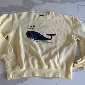 Vintage Martha’s Vineyard sweatshirt pale yellow distressed whale